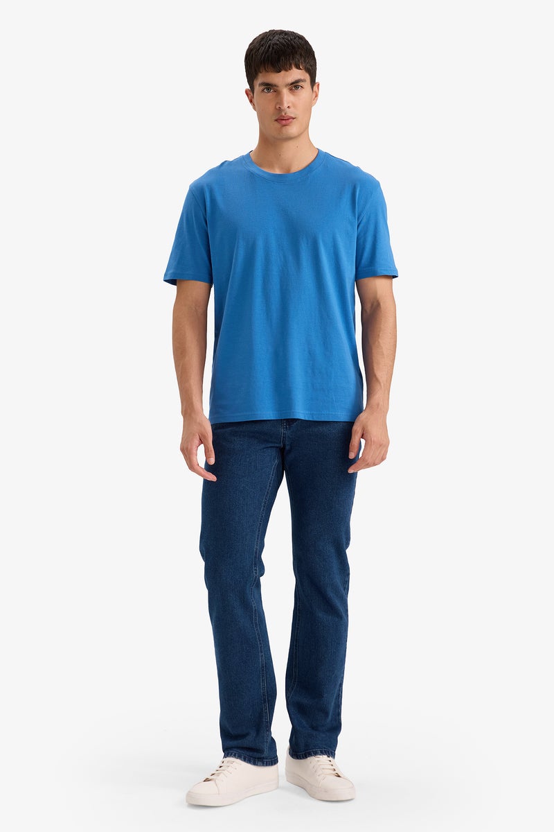 DeFacto Blue Man Regular Fit Crew Neck Short Sleeve T-shirt Casual - Image 2